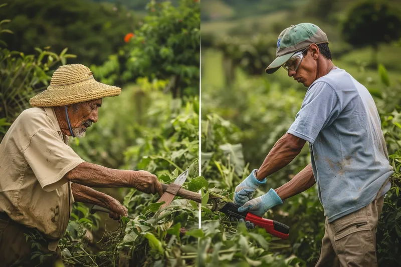 Metodos tradicionales vs. modernos en el uso del machete en la agricultura