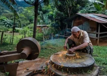 Preservando la tradición y afilado de machetes con métodos ancestrales